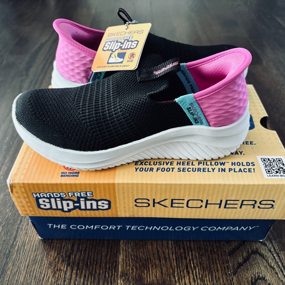 Skechers Black and Pink Slip-Ins Sneakers